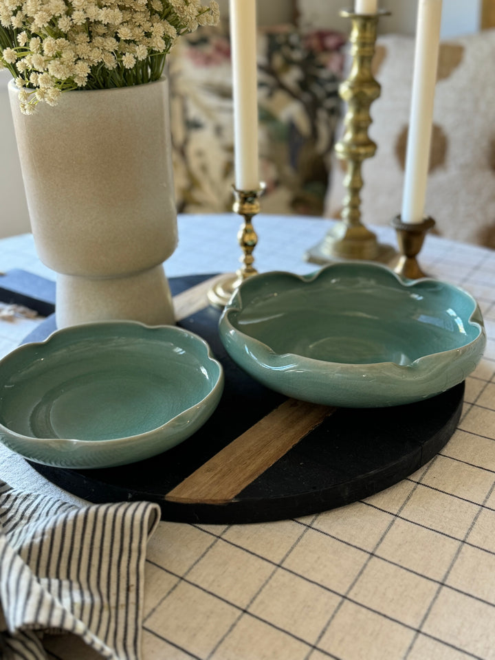 SEA GLASS LIGHT GREEN POTTERY BOWLS