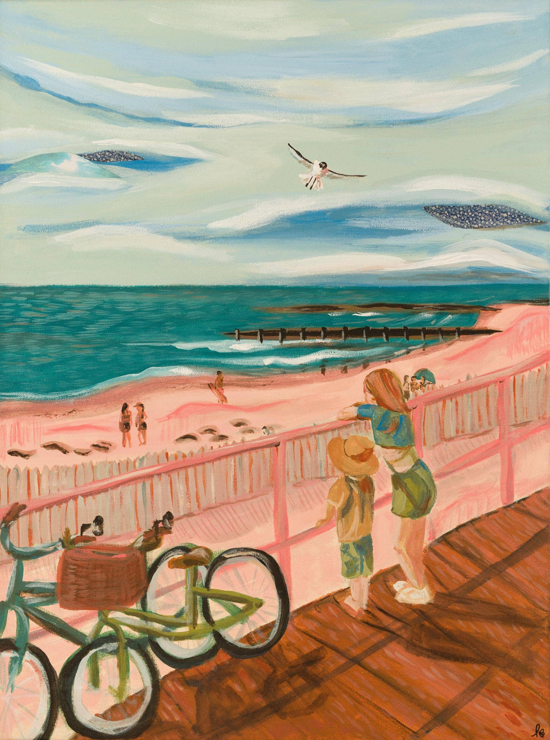 8x10 Coastal Granddaughter Pink Beach Art Print