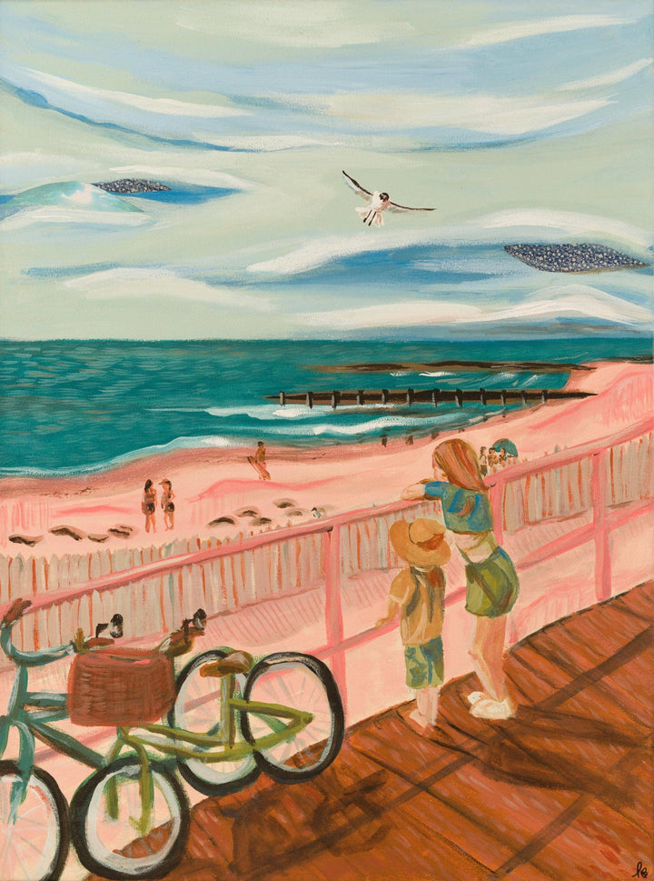 8x10 Coastal Granddaughter Pink Beach Art Print