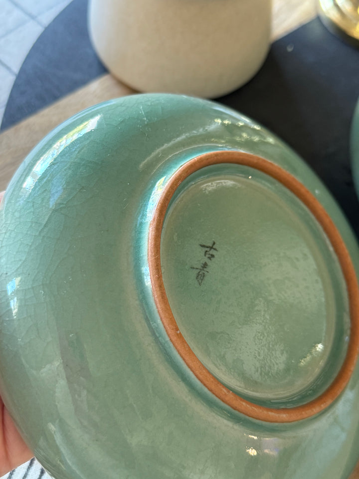 SEA GLASS LIGHT GREEN POTTERY BOWLS