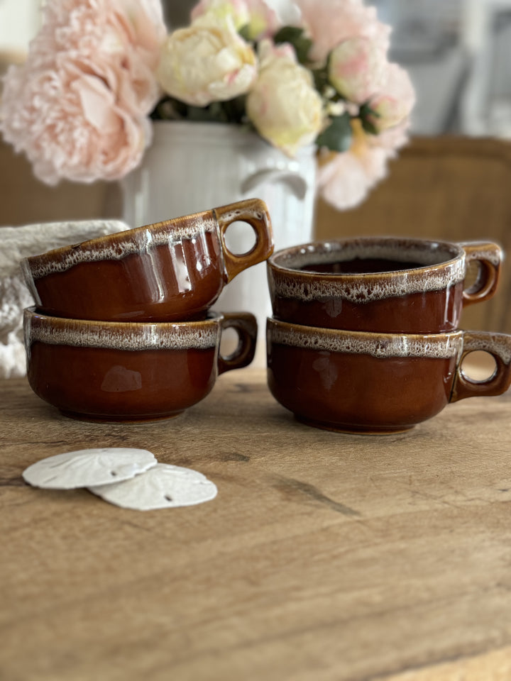 4 Beautiful Stoneware Mugs