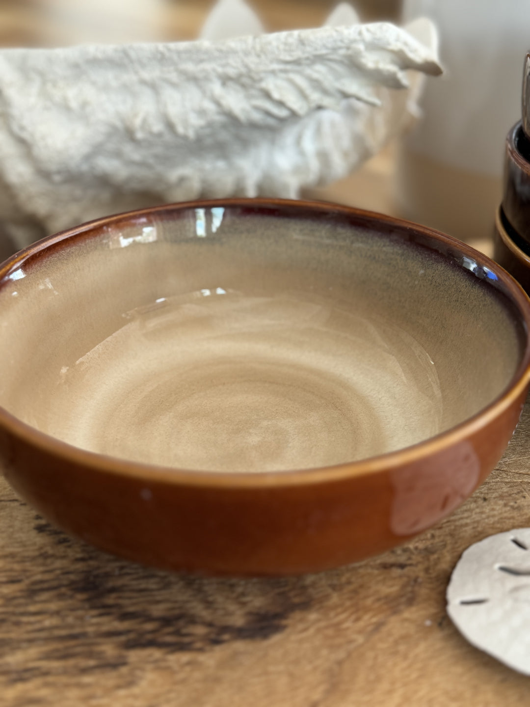 4 Brown Stoneware Bowls