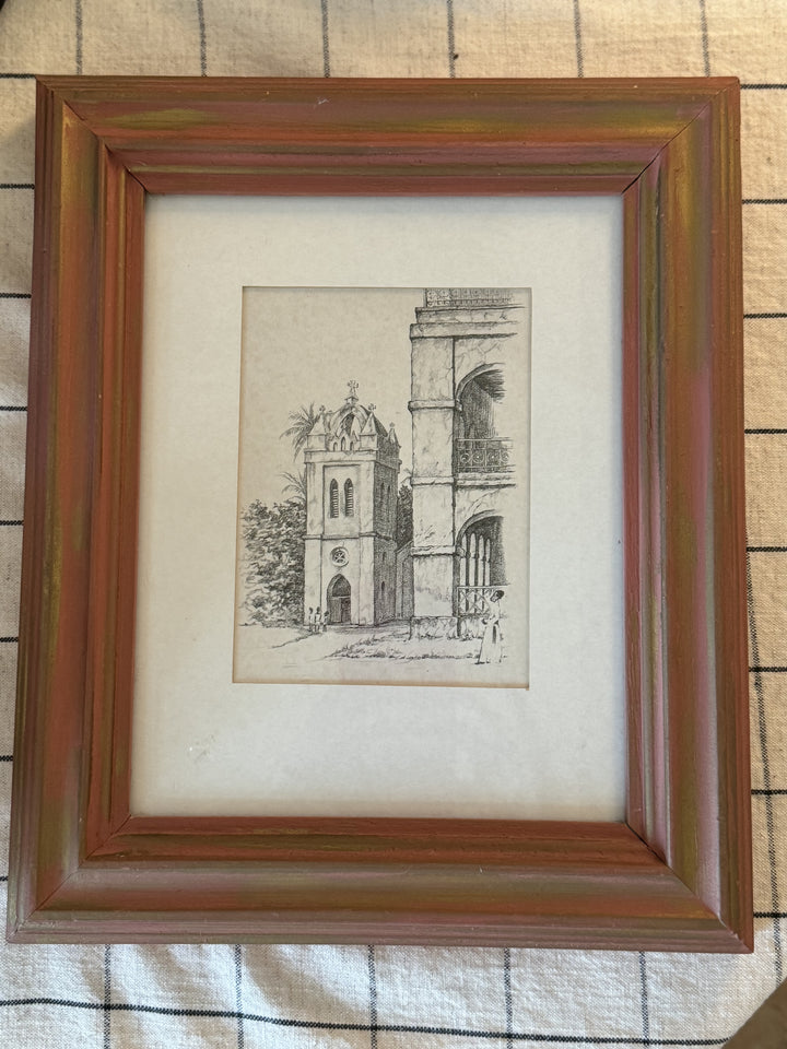 STUNNING CUSTOM FRAMED SKETCH 8x10