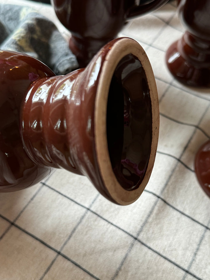 FOUR LARGE BROWN MUGS