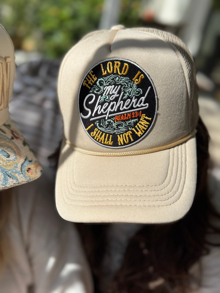 The Lord Is My Shepherd Embroidered Patch Foam Trucker Hat