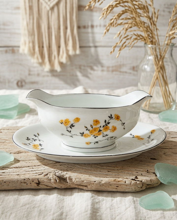 Yellow Floral Gravy Boat