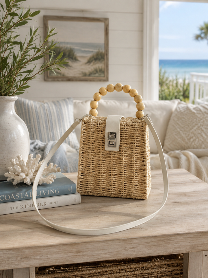 COASTAL WICKER PURSE