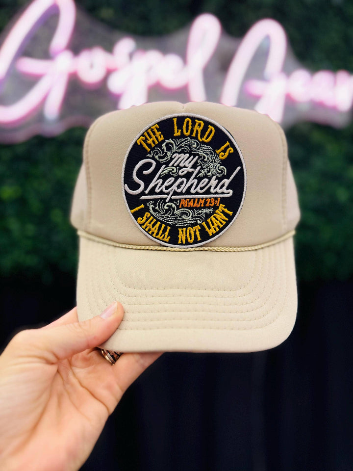 The Lord Is My Shepherd Embroidered Patch Foam Trucker Hat