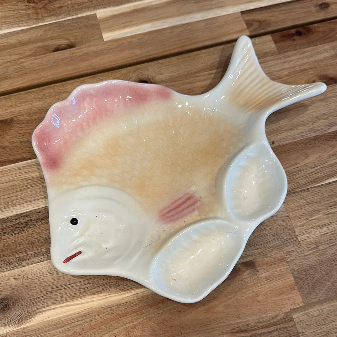 Vintage Hand-Painted Coastal Fish Appetizer &amp; Serving Tray